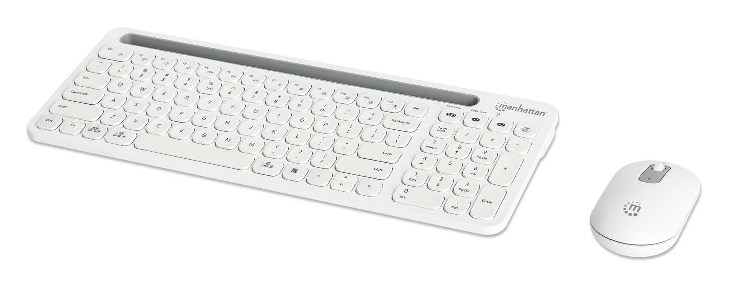 Kit Manhattan Teclado Y Mouse Óptico 1200Dpi 3 Botones Inalámbrico Rf Usb-A Blanco 180580