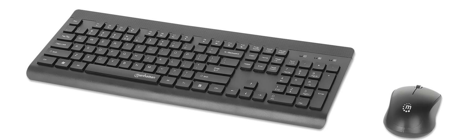 Kit Manhattan Teclado Y Mouse Óptico 1200Dpi 3 Botones Inalámbrico Rf Inglés Usb-A Negro 180771