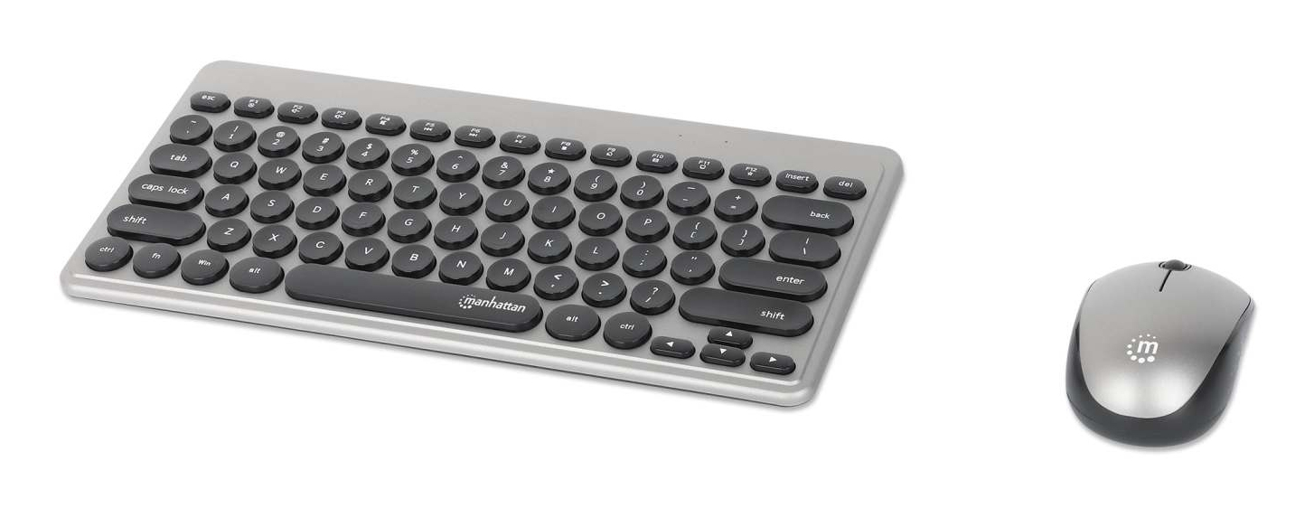 Kit Manhattan Teclado Y Mouse Óptico 1200Dpi 3 Botones Inalámbrico Rf Inglés Usb-A Gris 180795