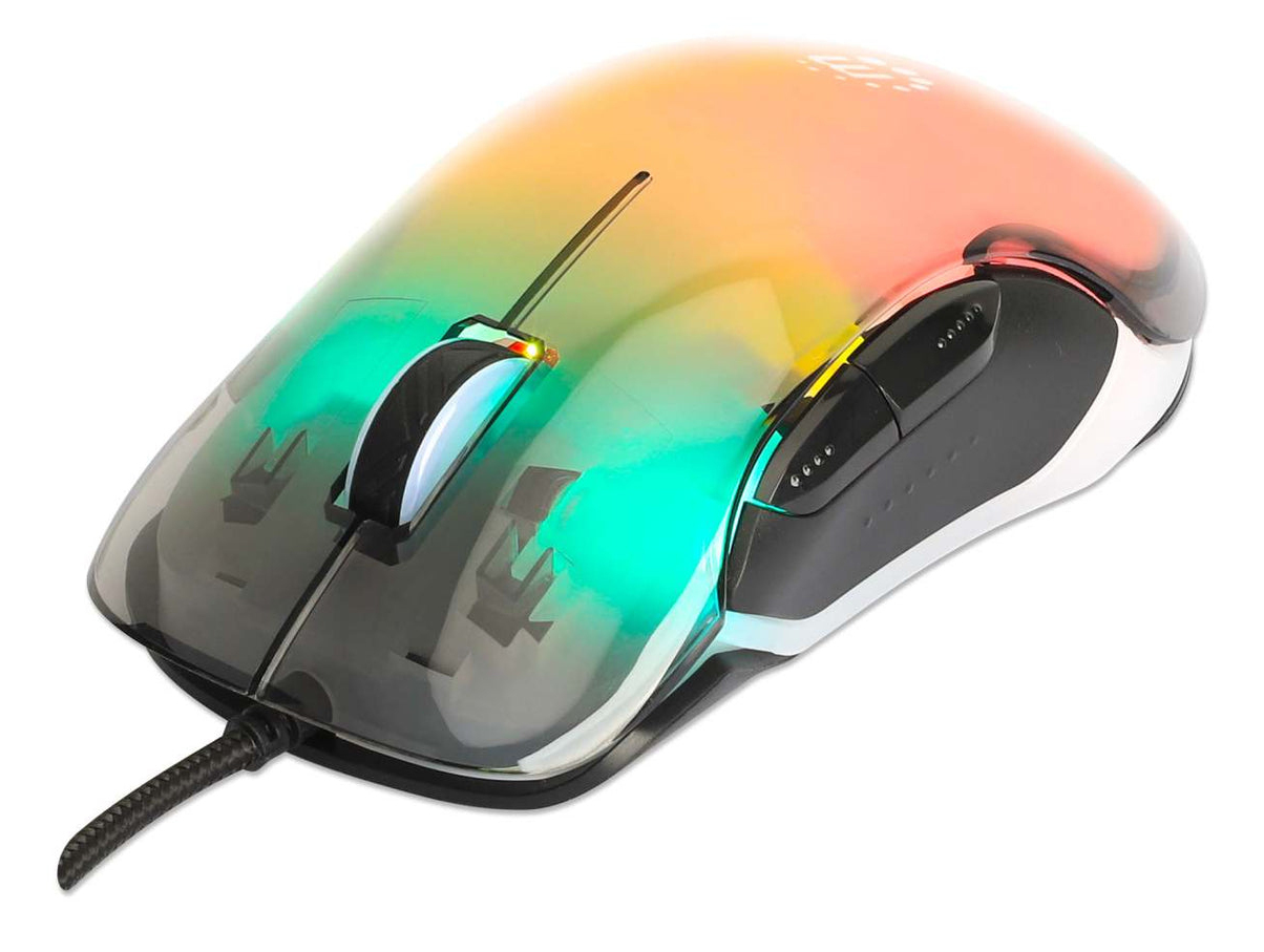 Mouse Gamer Óptico Manhattan 7 Botones 12800Dpi Transparente Alámbrico Usb-A 190381