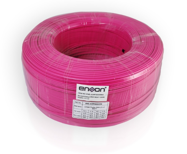 Cable De Fibra Óptica Enson Ens-Jump3000Mm4 Multimodo Om4 300M Armada Y Terminada Rosa