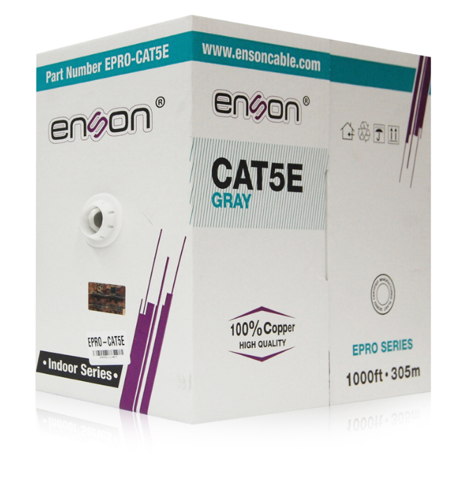 Bobina De Cable Utp Enson Cat5E 4 Pares 24 Awg 305 Metros Gris Epro-Cat5E