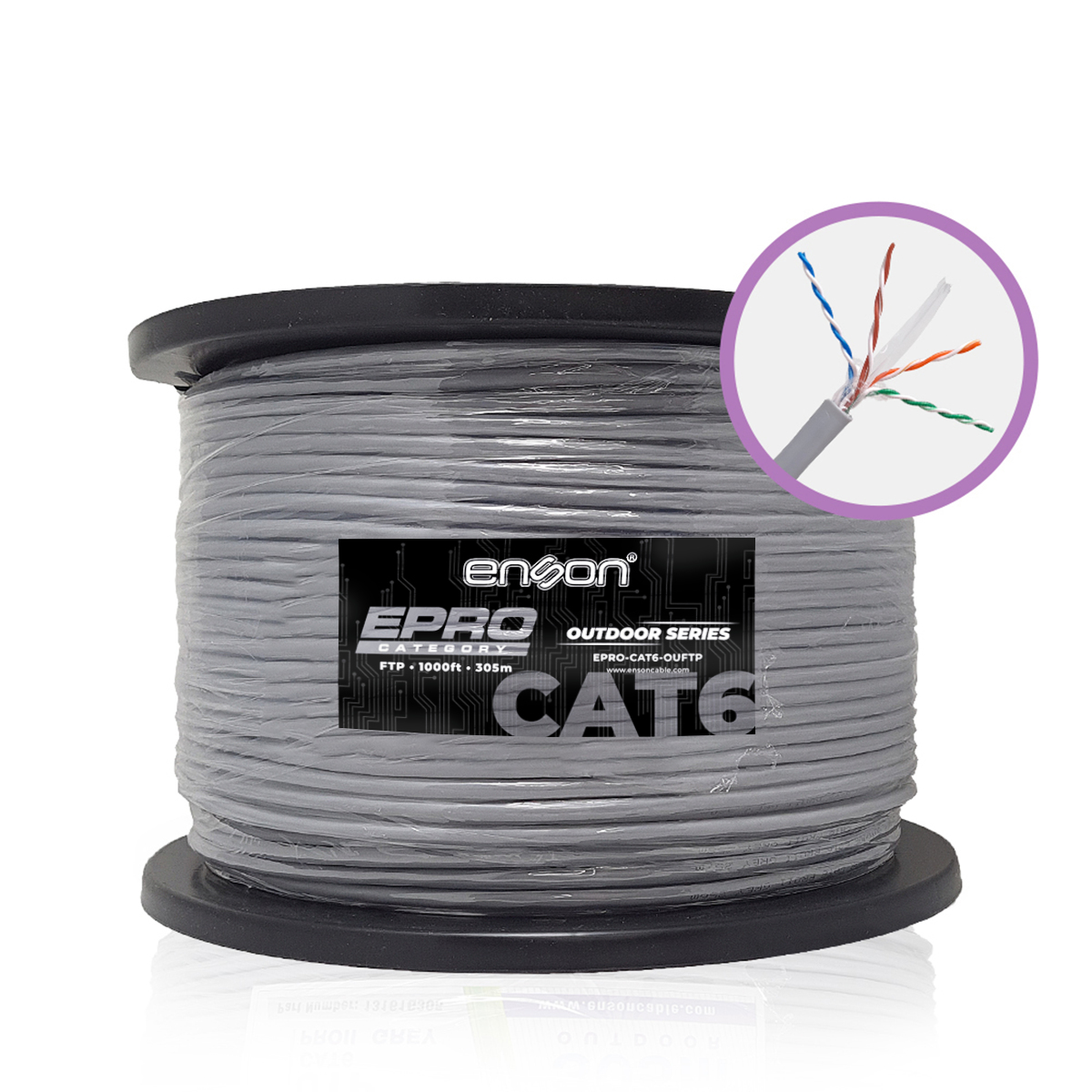 Bonia De Cable Utp Enson Cat6 23 Awg 305 Metros Negro Epro-Cat6-Ouftp