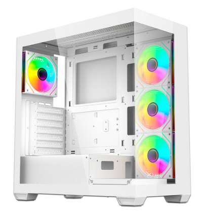 Gabinete Xzeal Yrden Xz-140 Midi-Tower Atx Panel Cristal 4X Ventiladores Instalados Blanco Xzcgb08W