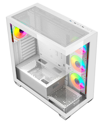 Gabinete Xzeal Yrden Xz-140 Midi-Tower Atx Panel Cristal 4X Ventiladores Instalados Blanco Xzcgb08W