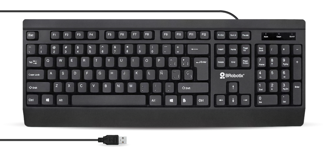 Teclado Brobotix Antiderrames Teclas Silenciosas Alámbrico Usb Color Negro 6007181