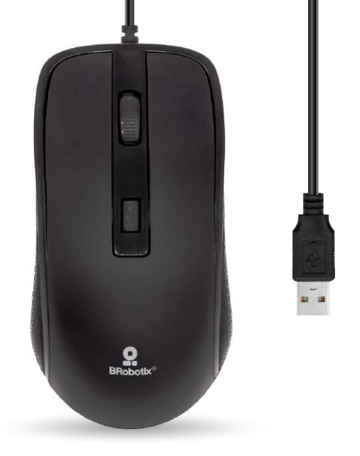 Mouse Brobotix Óptico 1600Dpi Alámbrico Usb Negro 6007204