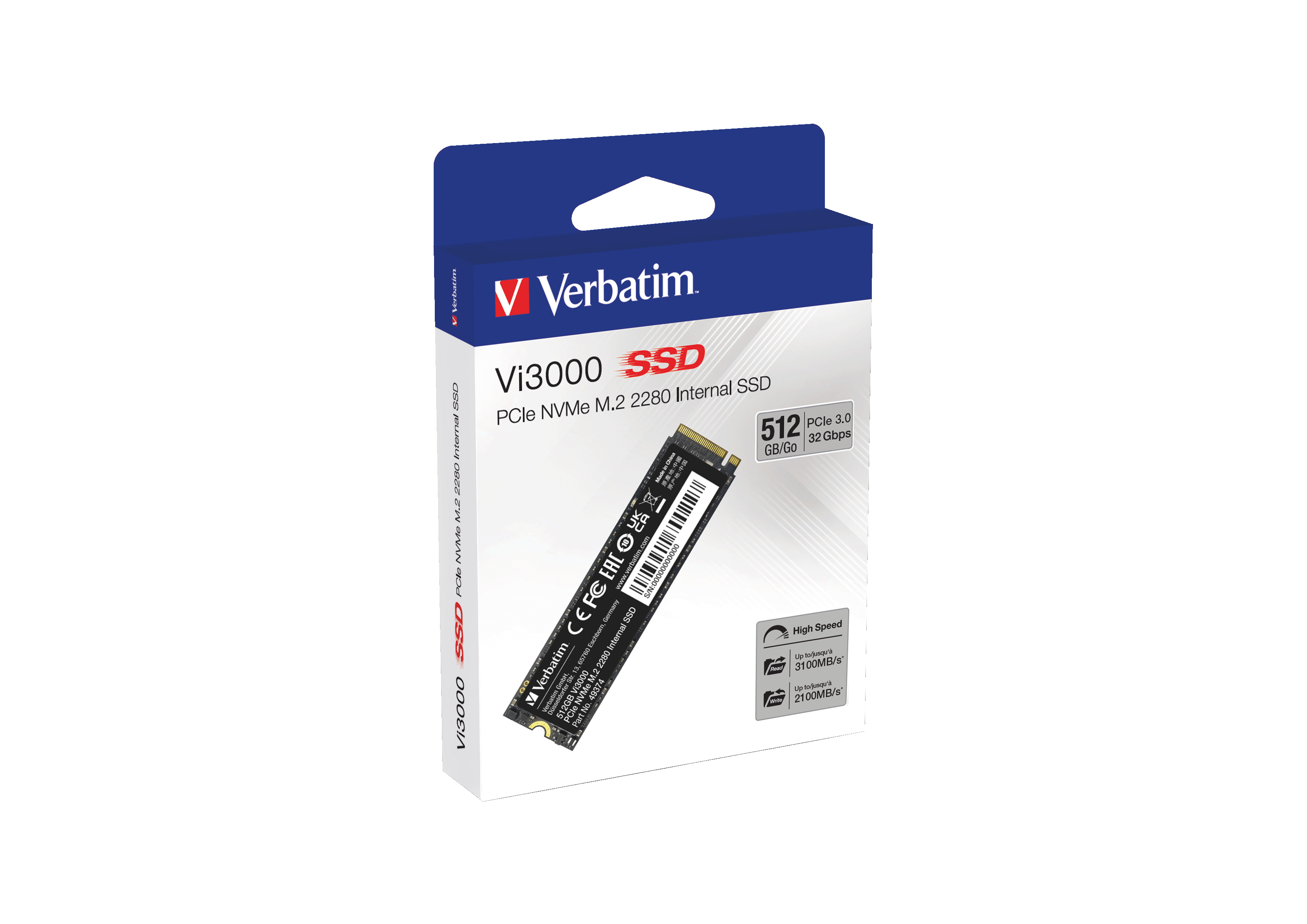 Ssd Verbatim Vi3000 512Gb M.2 Nvme Pci-E 3.0 3100 Mb/S 49374