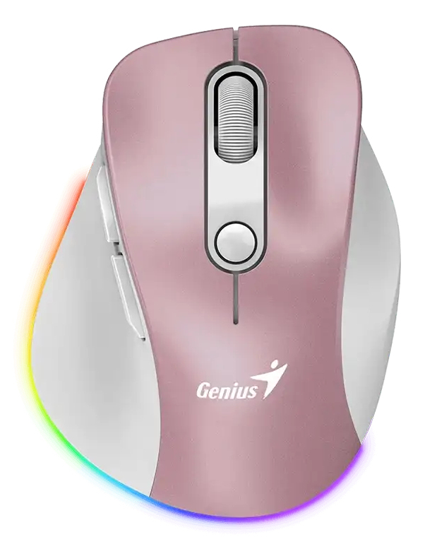 Mouse Ergonomico Genius Ergo 9000S Pro Rgb 6 Botones Usb-C Inalámbrico Rosa 31030039403