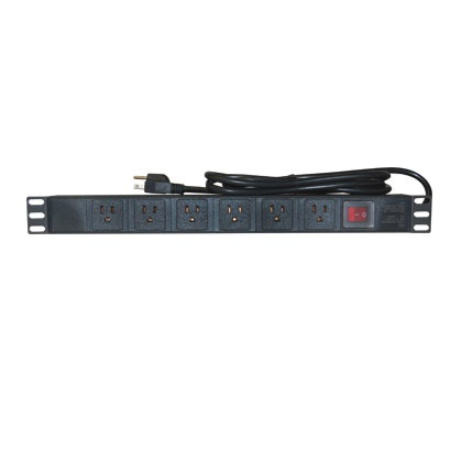 Barra Multicontactos Pdu Enson Ens-Pdu6 Horizontal 1Ur 6 Contactos Tipo Nema 5-15R 110Vca Negro