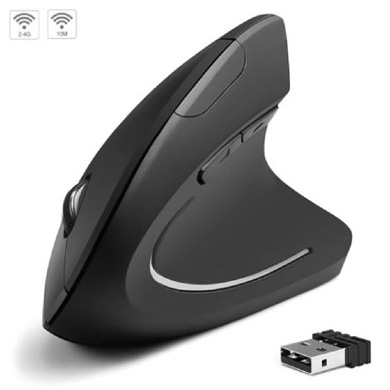 Mouse Ergonómico Vertical Brobotix Óptico 6 Botones 1600Dpi Inalámbrico Rf Negro 6000816