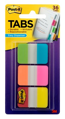 Banderitas 3M Adhesivas Rigidas Colores Brillantes 2.5X3.8Cm C/36 Tabs