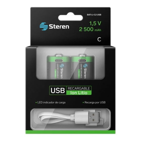 Batería Recargable Steren Tipo Tipo D 4000Mah Bat-Li-D2 Usb