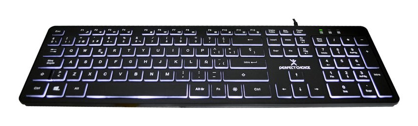 Teclado Perfect Choice Alámbrico Retroiluminado Español Negro Pc-201304