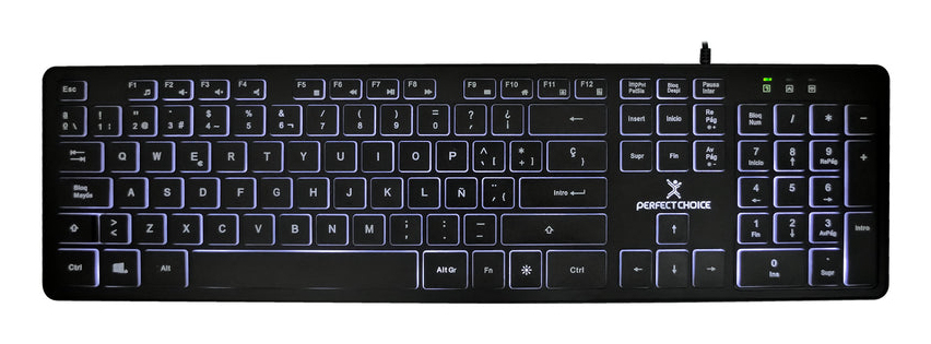 Teclado Perfect Choice Alámbrico Retroiluminado Español Negro