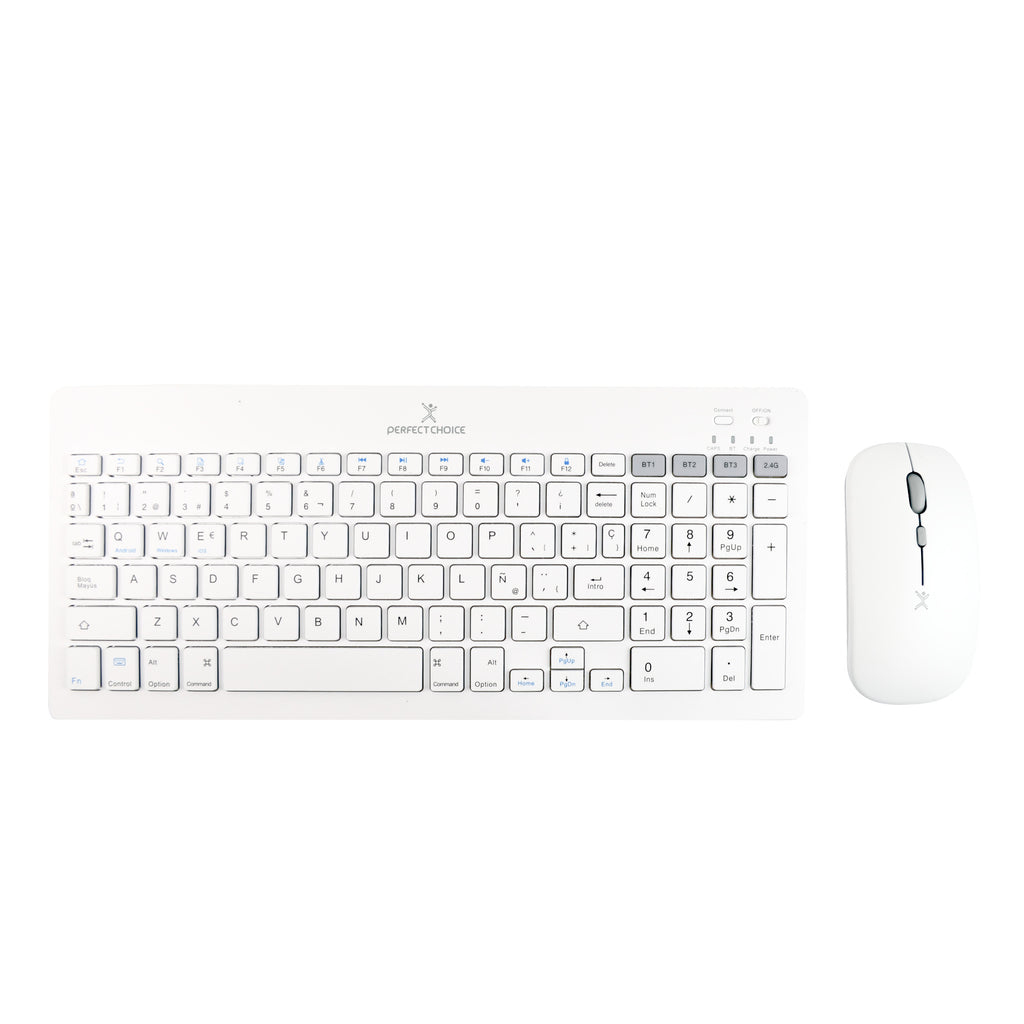 Kit Teclado Y Mouse Perfect Choice Inalámbrico Bluetooth Español Blanco Pc-201380