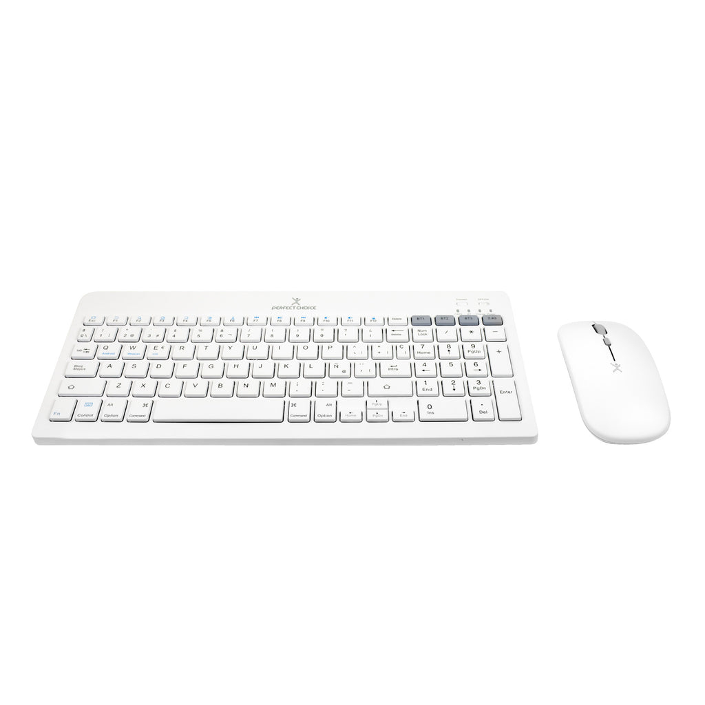 Kit Teclado Y Mouse Perfect Choice Inalámbrico Bluetooth Español Blanco Pc-201380