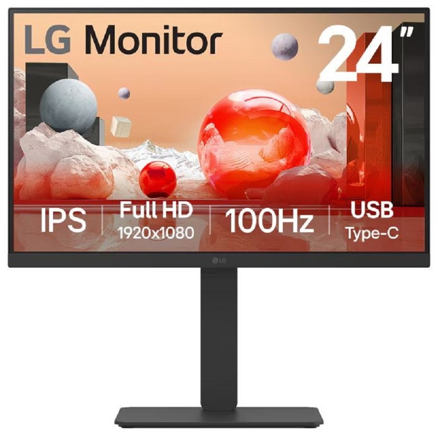 Monitor Lg Full Hd 24" Fhd 100Hz 5Ms Usb-C Rj-45 Hdmi Dp Negro 24Ba750-B.Awm