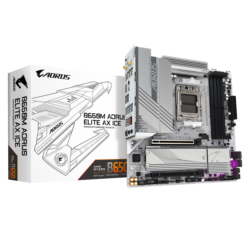 Tarjeta Madre Gigabyte B650M A Elite Ax Ice Amd B650 S-Am5 Micro Atx