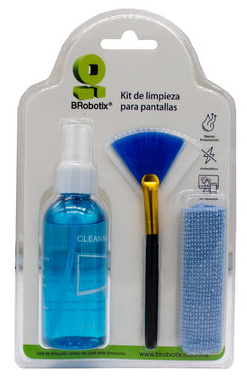 Kit De Limpieza Brobotix Spray Limpiador Brocha Pañuelo Para Pantallas 6006719