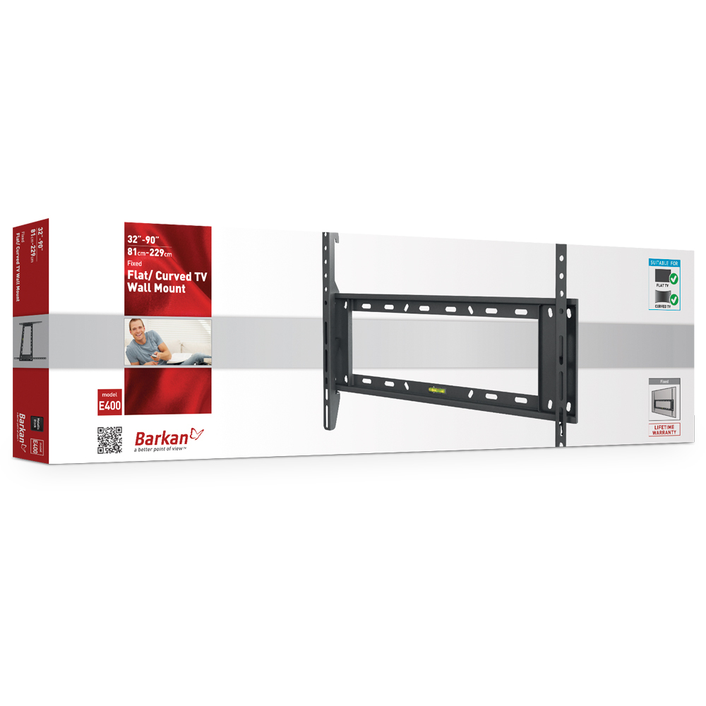 Soporte De Pared Barkan E400+ Para Pantalla Curvo O Plano 32" A 90" Máximo 60Kg Negro