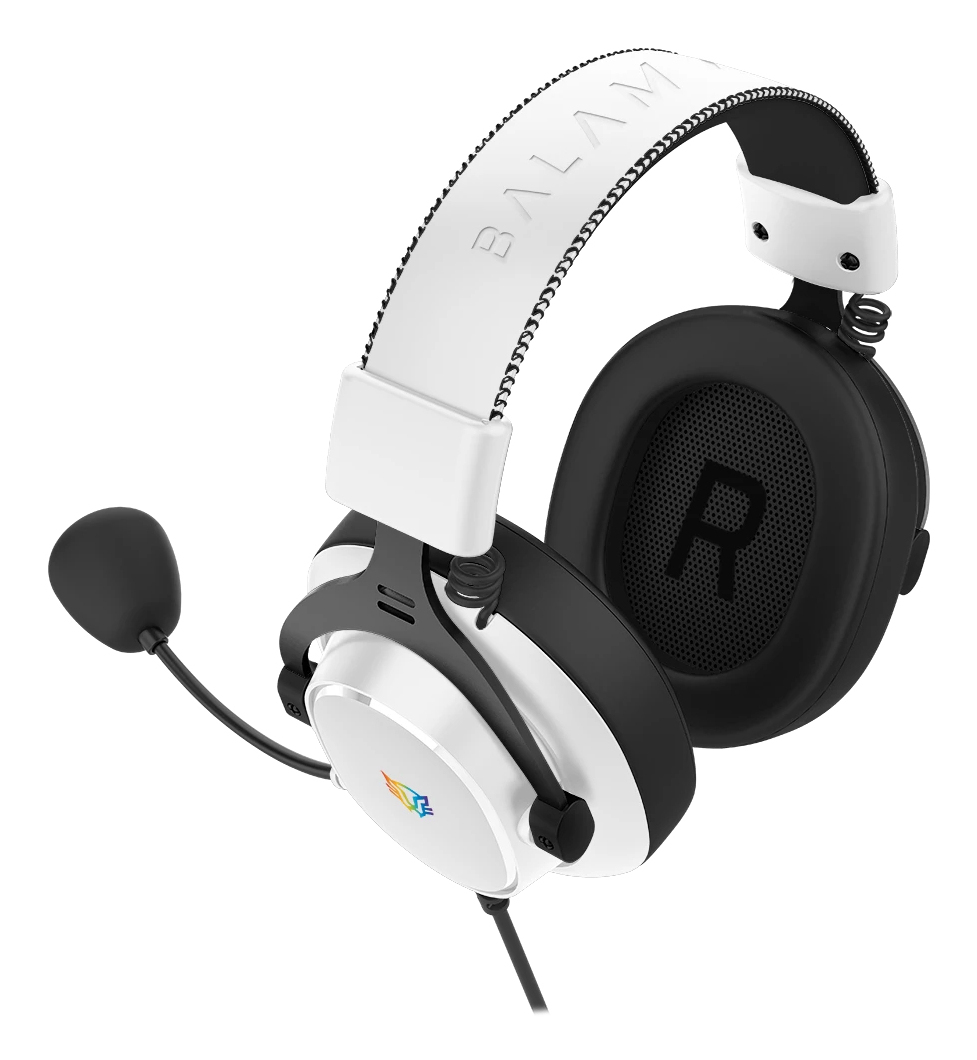 Audífonos Gamer Alámbrico Balam Rush Aviator Expert Ha777 Blanco Con Negro Br-941150