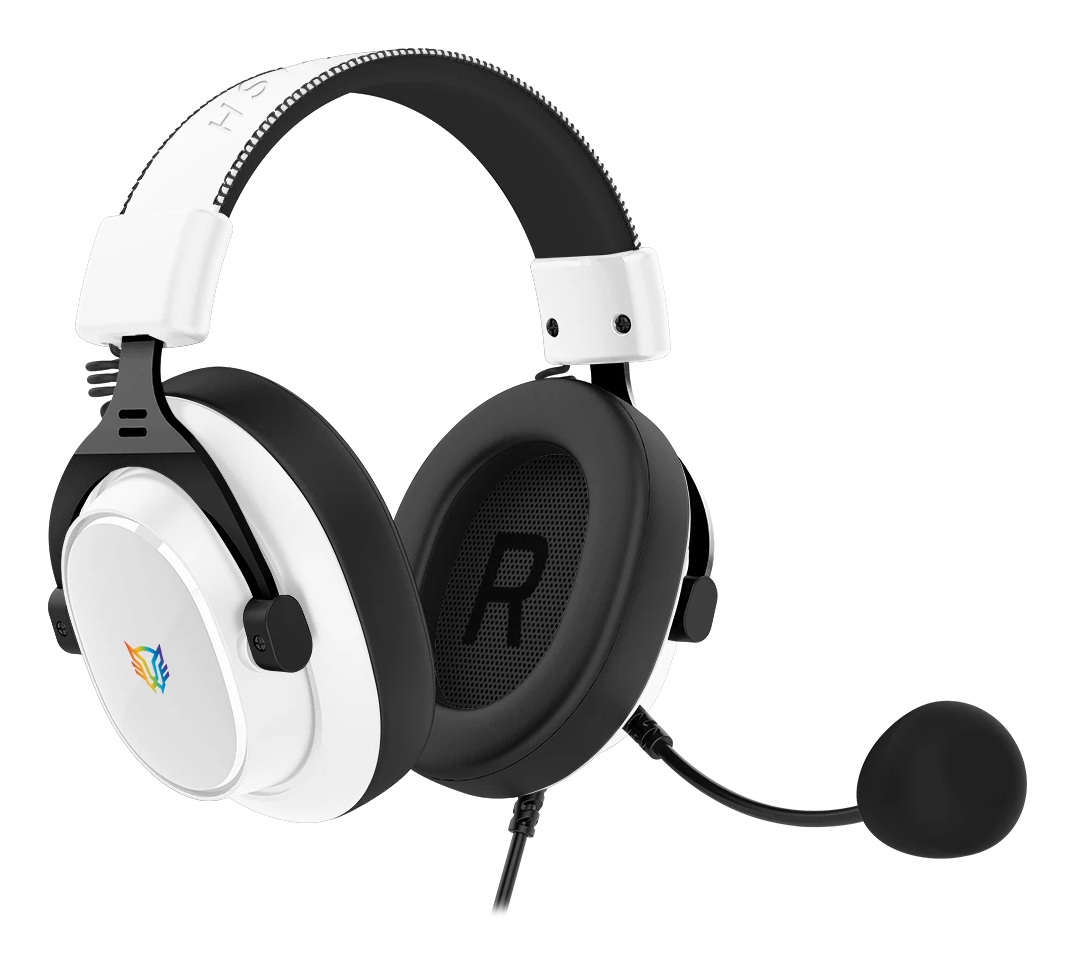Audífonos Gamer Alámbrico Balam Rush Aviator Expert Ha777 Blanco Con Negro Br-941150