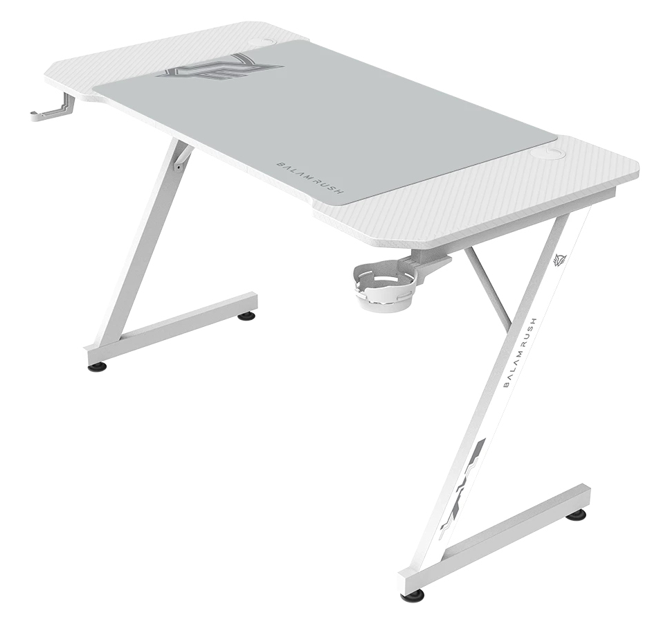 Escritorio Gaming Balam Rush Olympus Spot Mrx4000 + Tapete 80X55Cm Antideslizante Blanco Br-941426