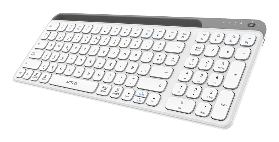 Teclado Acteck Inspire Trek Ti747 98% Inalámbrico Bluetooth Usb-A Español Blanco Ac-940115
