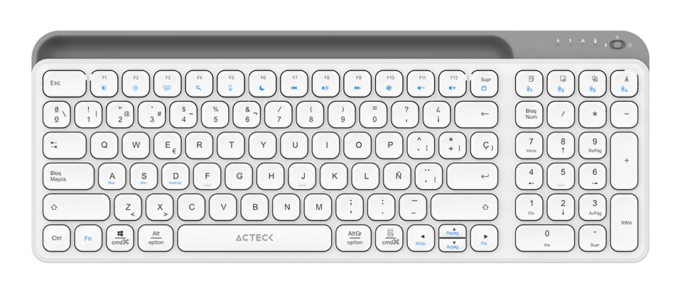 Teclado Acteck Inspire Trek Ti747 98% Inalámbrico Bluetooth Usb-A Español Blanco Ac-940115