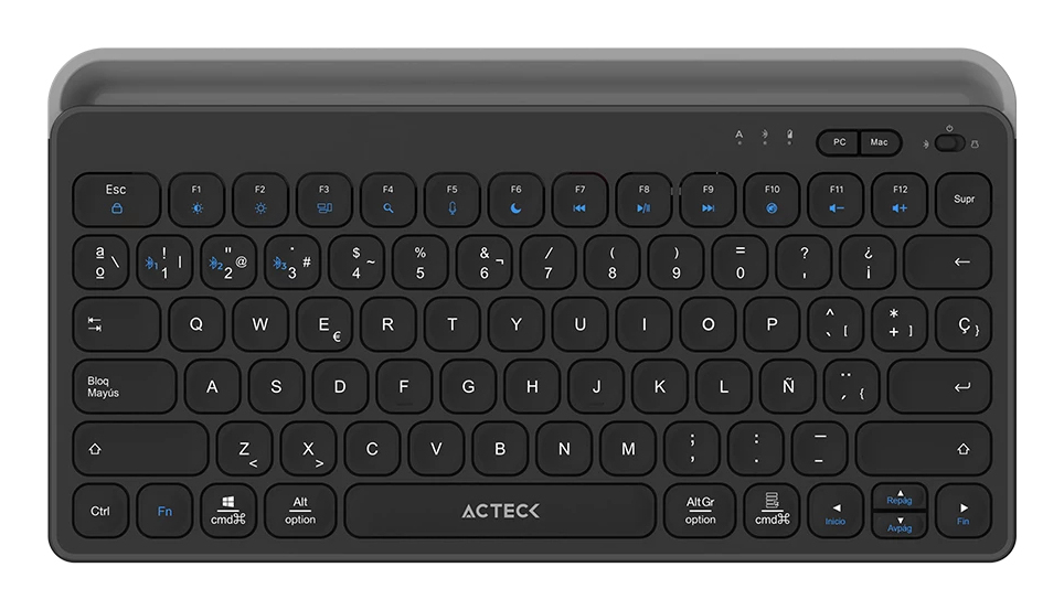 Teclado Inalámbrico Acteck Inspire Trek Ti737 Multidispositivos Bluetooth Español Negro Ac-940122