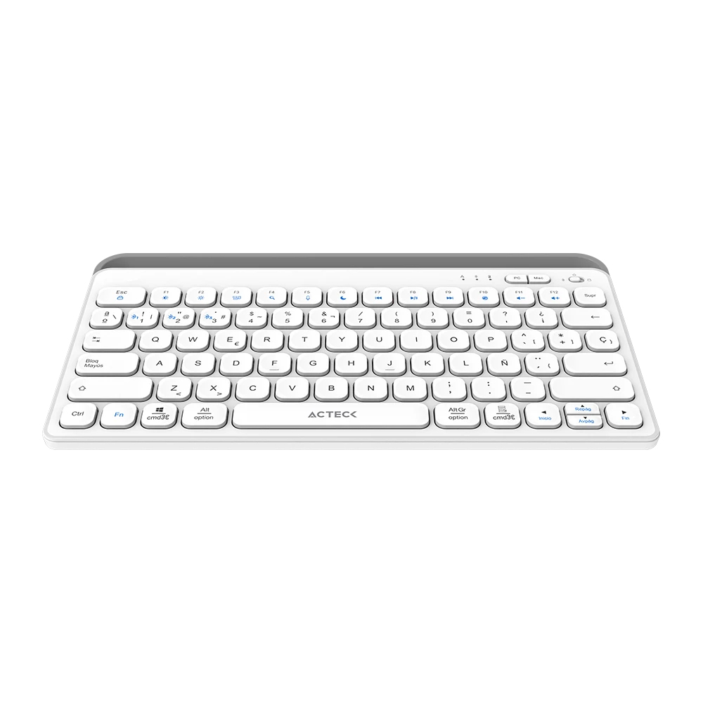 Teclado Inalámbrico Acteck Inspire Trek Ti737 Multidispositivos Bluetooth Español Blanco Ac-940139