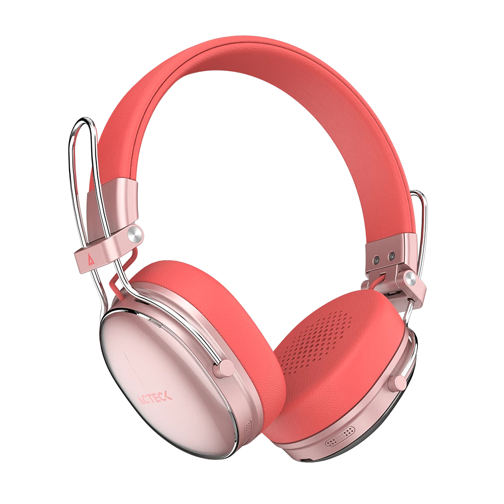 Audífonos Acteck Luxe Chic Hp710 Bluetooth Color Salmon Ac-940894