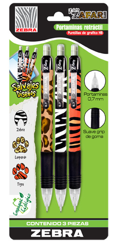 Lapicero Zebra Z-Grip Zafari 0.7Mm Surtido Paq C/12