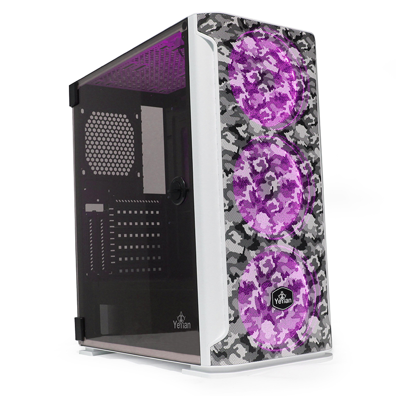 Gabinete Yeyian Ygh-49704 Hollow 2500 Atx,C/T 3Ven Rgb,3 Usb3.0 Blanco