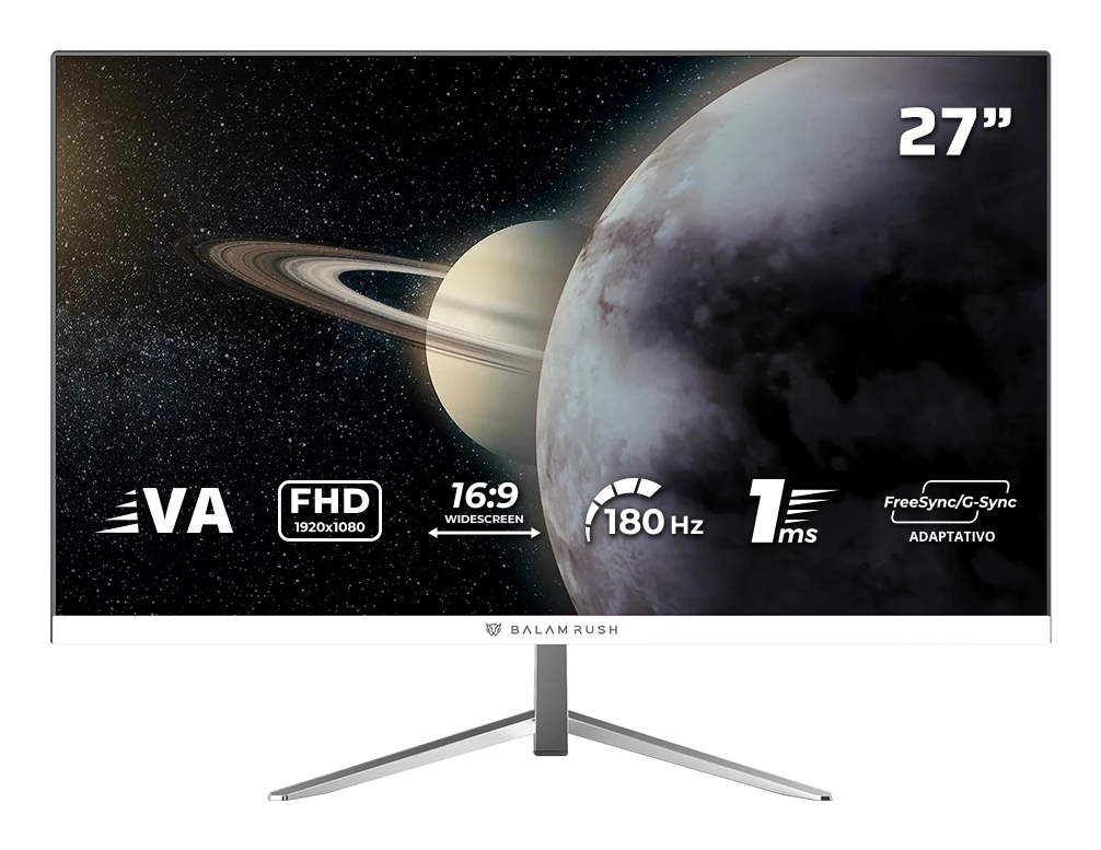 Monitor Gamer Plano Balam Rush Mtg27Y 27" Fhd 180Hz Blanco Br-943017