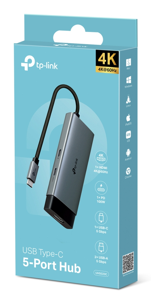 Hub Usb C Tp-Link Uh5020C 2 X Usb-C 3.0, 2 X Usb-A 3.0, 1 X Hdmi 4K 60Hz Pd 100W 5Gbps Uh5020C