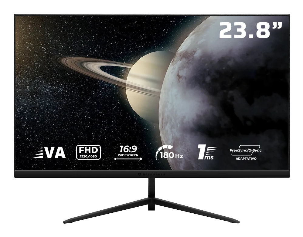 Monitor Gamer Plano Balam Rush Titan 23.8" Fhd 180Hz Hdmi Dp Negro Br-943055