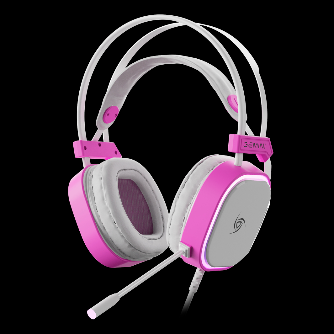 Diadema Gamer Gemini White Edition Led Violeta 3.5Mm Vg-Hp694-Wht
