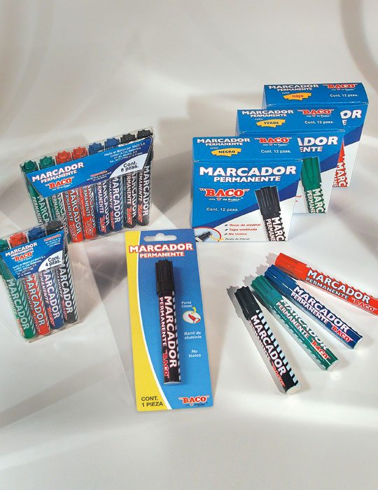 Marcador Baco Permanente Tubo Aluminio Rojo Pqte/12