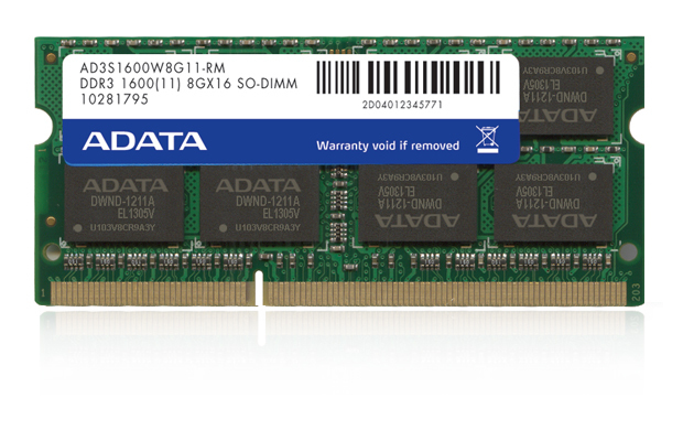 Memoria Ram Para Apple Adata 8Gb Ddr3 1600Mhz Sodimm Ad3S1600W8G11-Rm