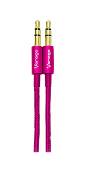 Cable Auxiliar Vorago Cab-115 Rosa Metalico 3.5Mm A 3.5 Mm Bolsa