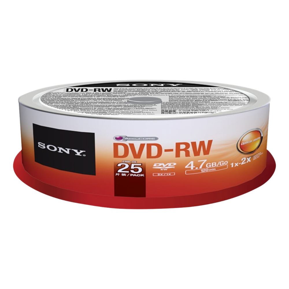 Dvd Regrabable Sony Dvd-Rw 4.7Gb 25 Piezas 25Dmw47Spm