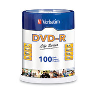 Paquete 100 Discos Verbatim Life Series Dvdr 4.7Gb 16X Spindle Vb97177