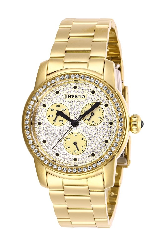Reloj De Pulso Invicta Angel Lady 38Mm Acero Gold Gold+Pave Dial