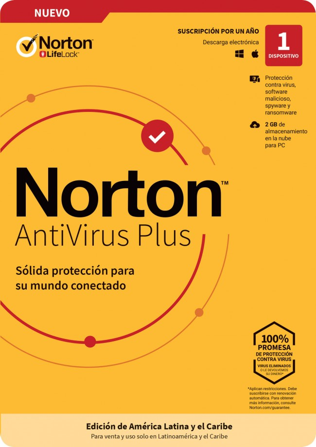 Norton Antivirus Plus 1 Dispositivo 1 Año Español Windows / Mac Tmnr-031