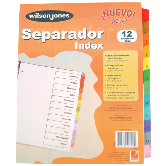 Separador Wilson Jones 12 Divisiones Economico