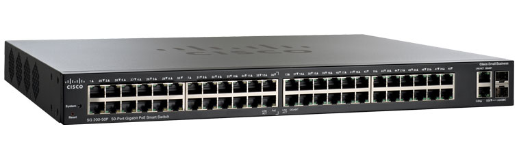 Switch Cisco Gigabit Ethernet Sg200-50Fp Poe 370W 48 Puertos + 2 Sfp