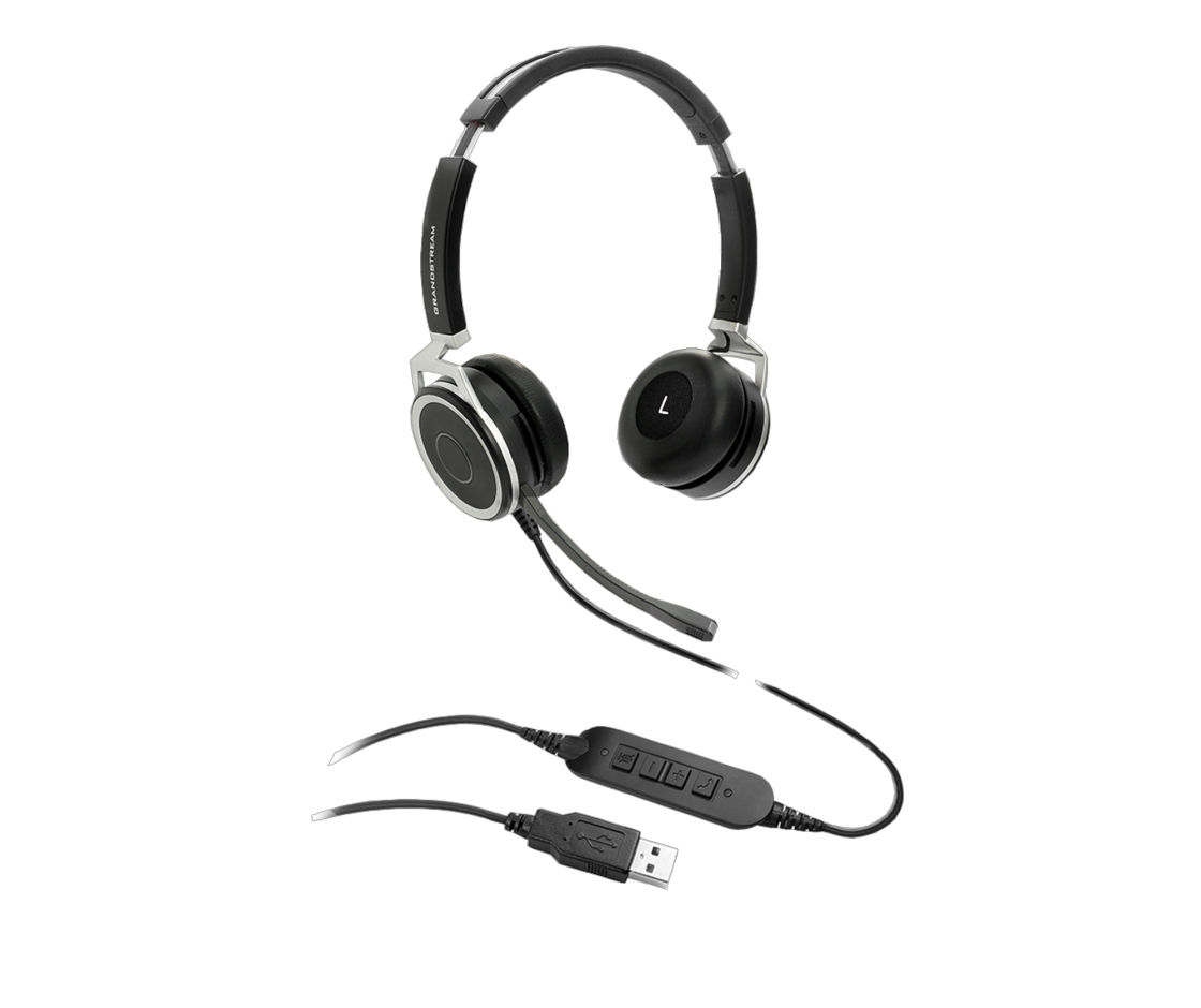 Diadema Grandstream Guv3000 Control Volumen Binaural Usb Negro