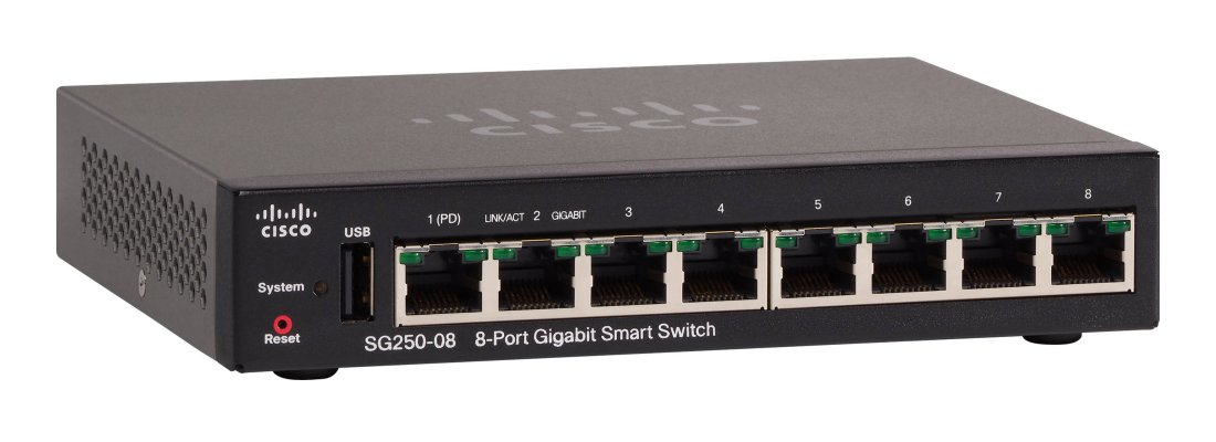 Switch Cisco Sg250-08-K9-Na 8 Puertos Gigabit